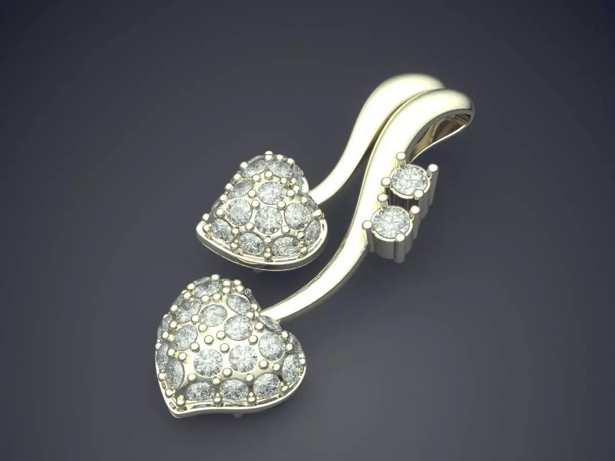 Heart-shaped Pendant With Diamonds 254 3D print model_1