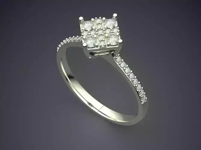 Thin Engagement Ring With Diamonds 2537