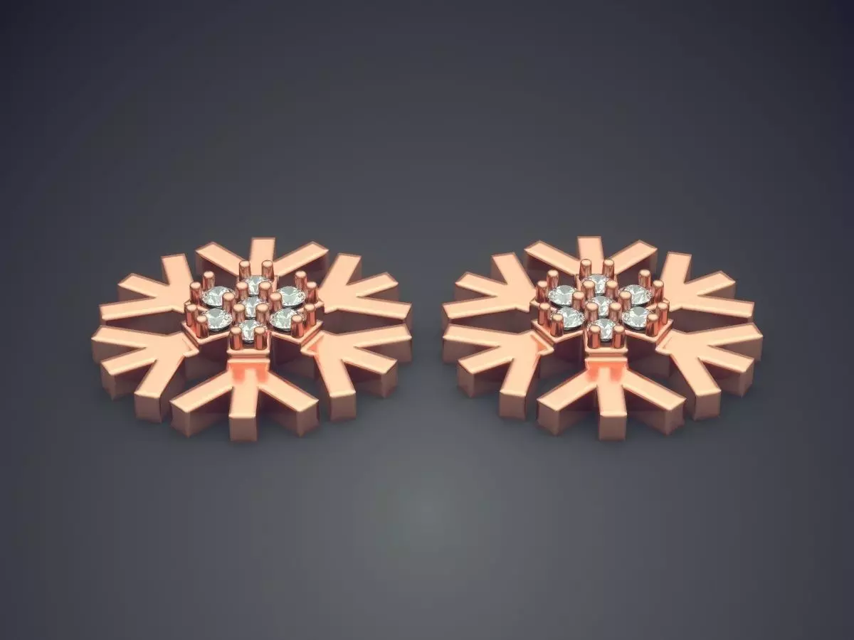 Snowflake Earrings With Diamonds 2532 3D print model_2
