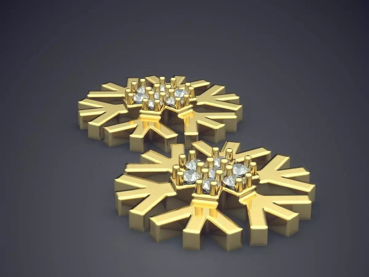 Snowflake Earrings With Diamonds 2532 3D print model_3