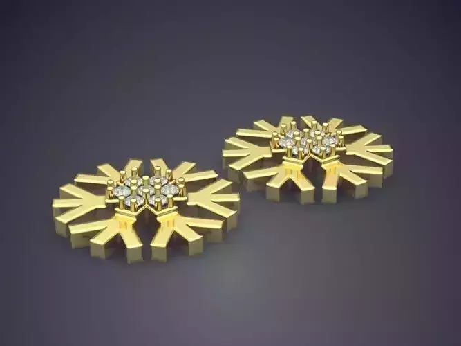 Snowflake Earrings With Diamonds 2532 3D print model