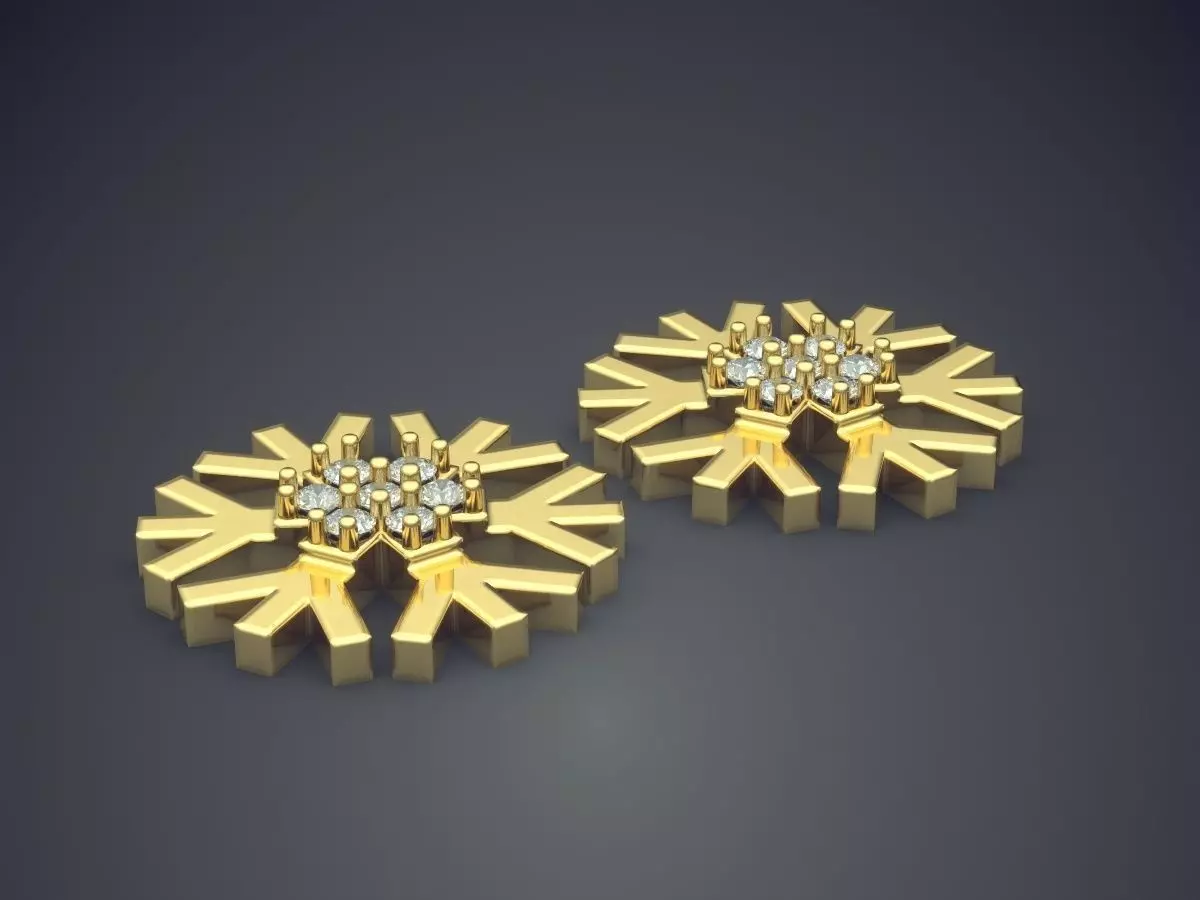Snowflake Earrings With Diamonds 2532 3D print model_0