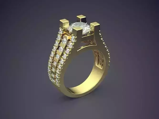 Curved Ring With Diamonds 2533
