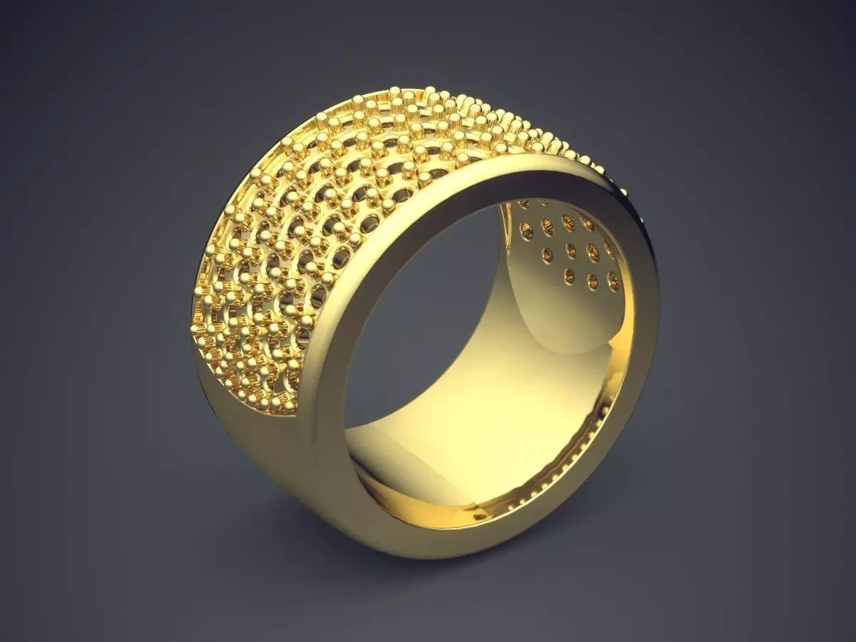 Thick Textured Man Ring 3D print model_0