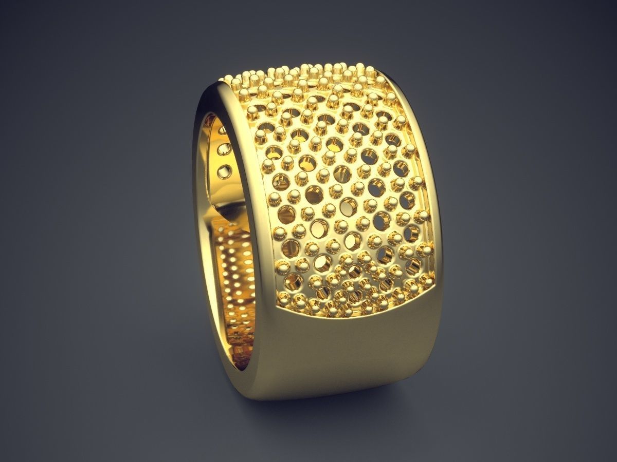 Thick Textured Man Ring 3D print model_3
