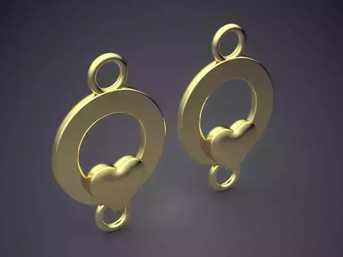 Round-Shaped Earrings with Heart Detailing