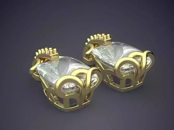 Impressive Classic Minimal Golden Earrings 3D print model