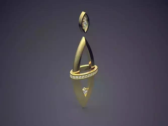 Magnificent Unique Elipse-Shaped Pendant With Diamonds