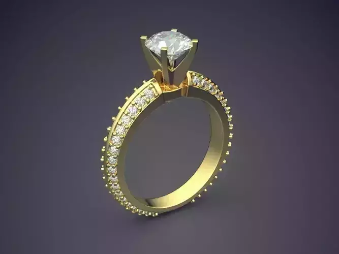 Fancy Luxurious Engagement Ring With Diamonds on the Rim