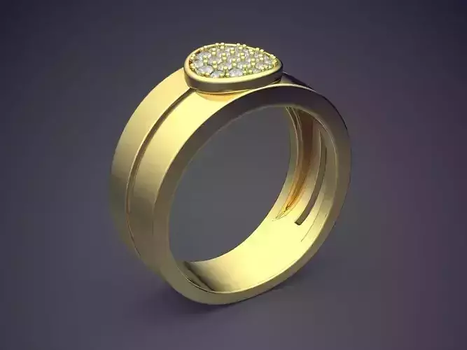 Elegant Thick Unisex Ring with Diamonds