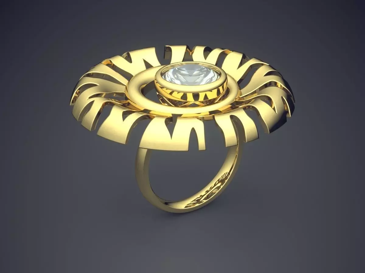 Unique Design Textured Diamond Ring 3D print model_0