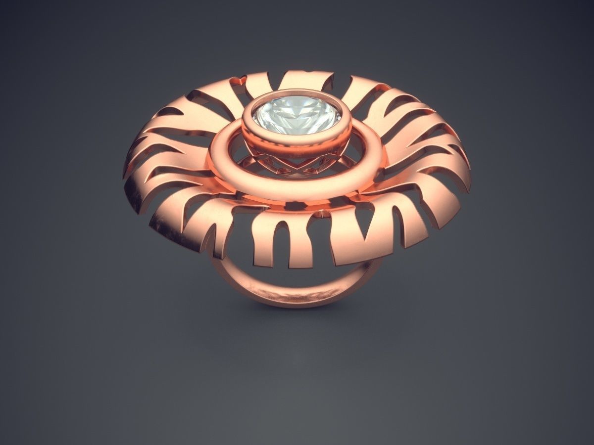 Unique Design Textured Diamond Ring 3D print model_2
