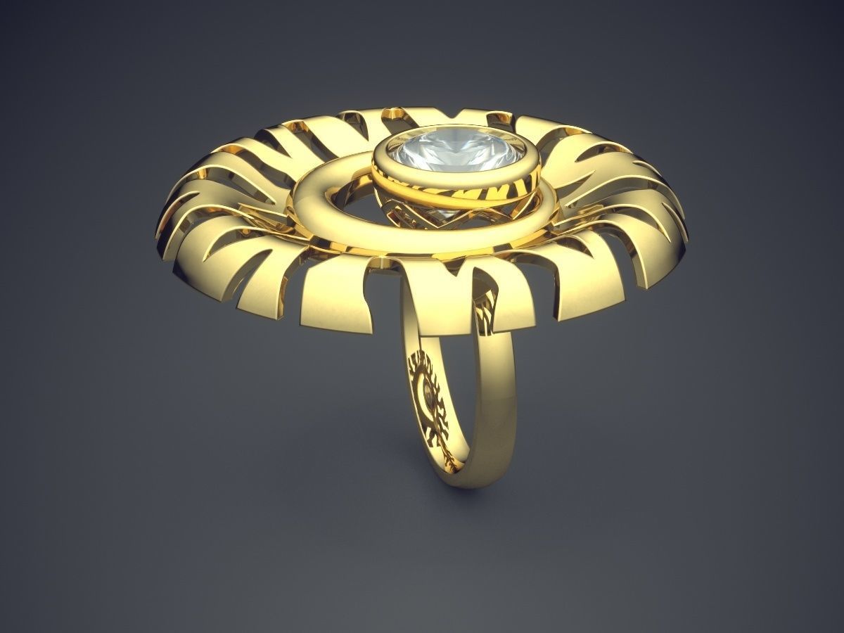 Unique Design Textured Diamond Ring 3D print model_3