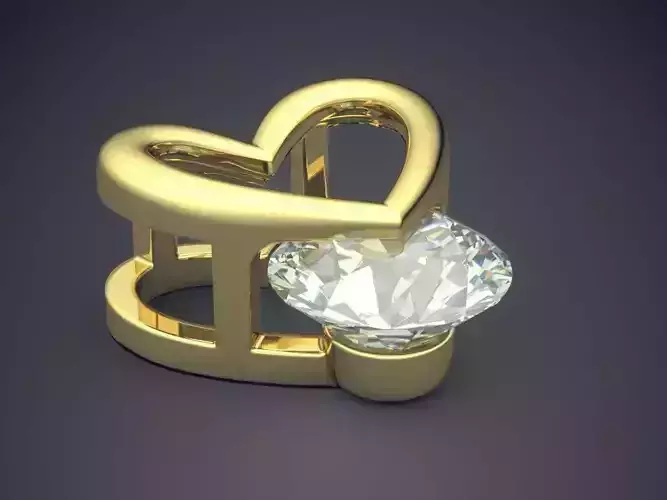 Simple Classic Heart-Shaped Pendant With Diamonds