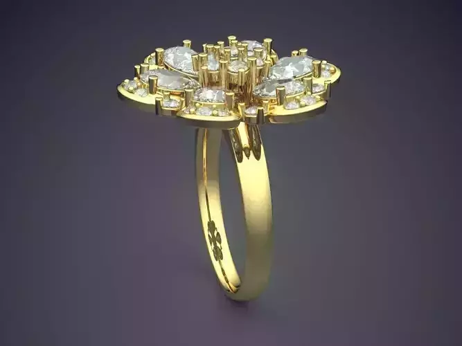 Flower-shaped Ring With Diamonds 2502
