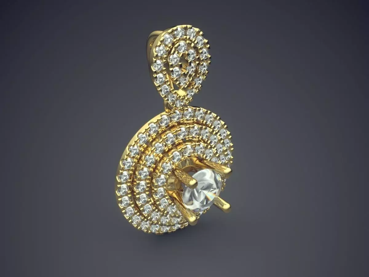 Luxurious Pendant With Tiny Diamonds 2501 3D print model_0