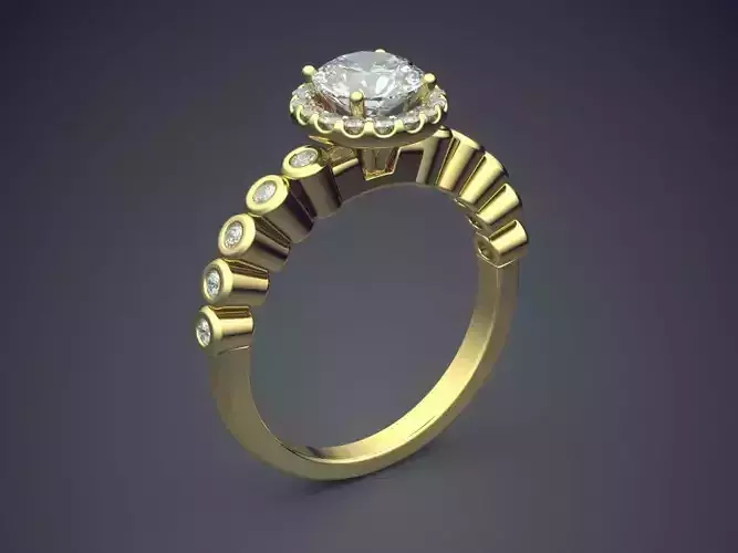 Fancy Engagement Ring With Diamonds on the Rim