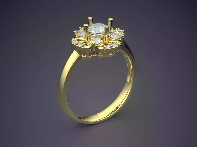Flower-shaped Engagement Ring With Diamonds 2496