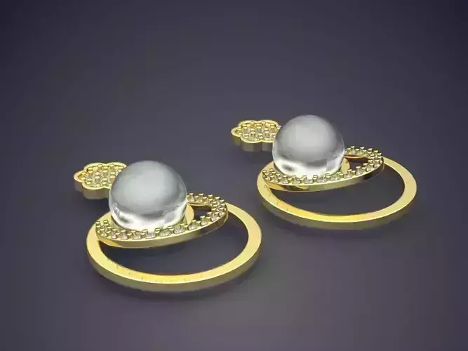 Earrings With Pearl And Diamonds 2489