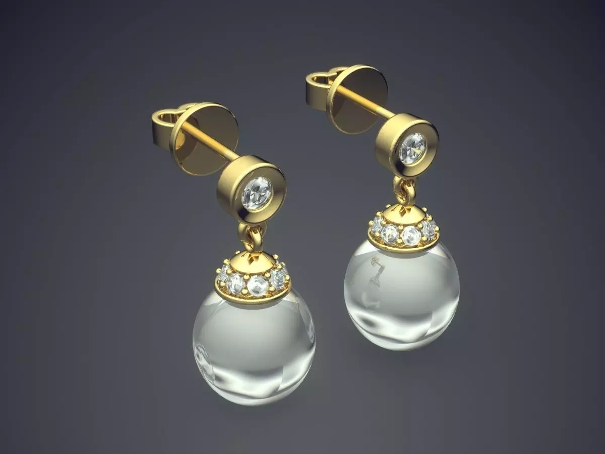 Lovely Pearl Earrings for Women 3D print model