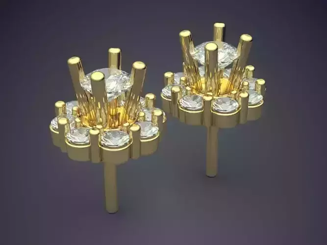 Classic Minimal Flower-Shaped Earrings With Diamonds