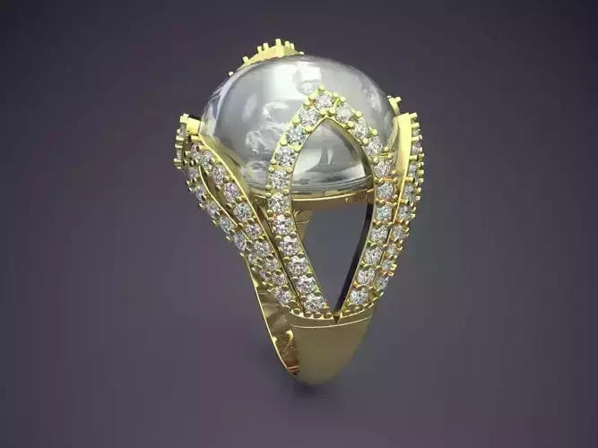 Ring With Pearl And Tiny Diamonds 2492