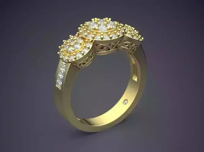 Detailed Ring With Tiny Diamonds 2479