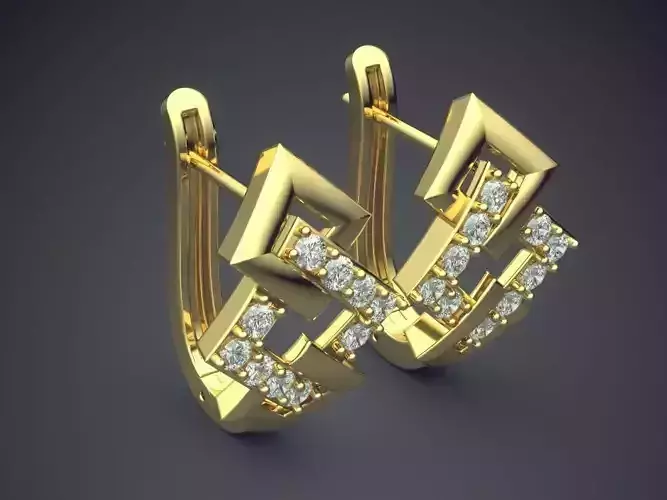 Interesting Diamond Multiple Square Shaped Earrings