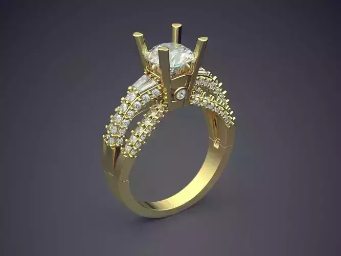 Precious Dainty Golden Engagement Ring with Small Diamonds