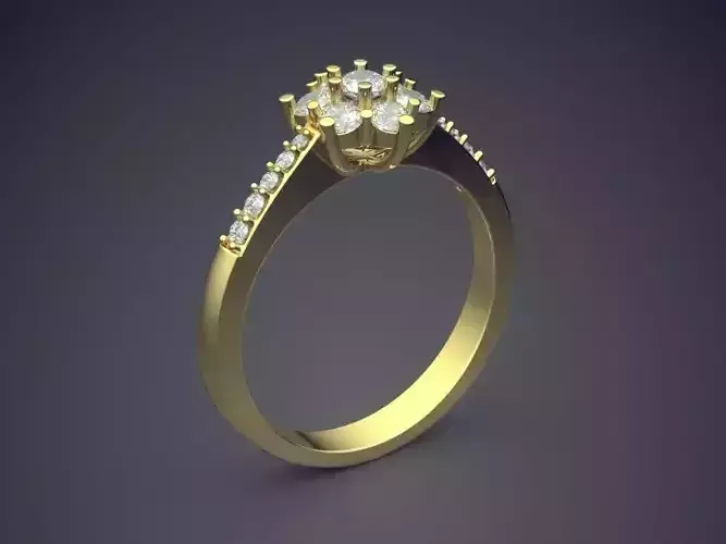 Simple Minimalistic Flowery Engagement Ring with Small Diamonds