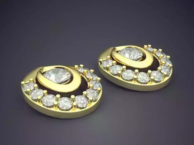 Drop Shape Earrings With Diamonds 2467
