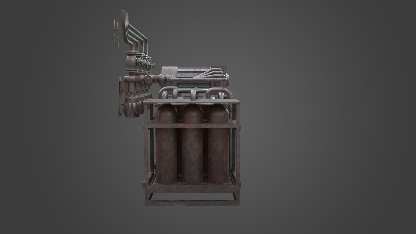 Factory Element - Gas Exchange Low-poly 3D model_3