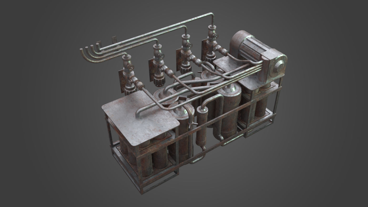 Factory Element - Gas Exchange Low-poly 3D model_2