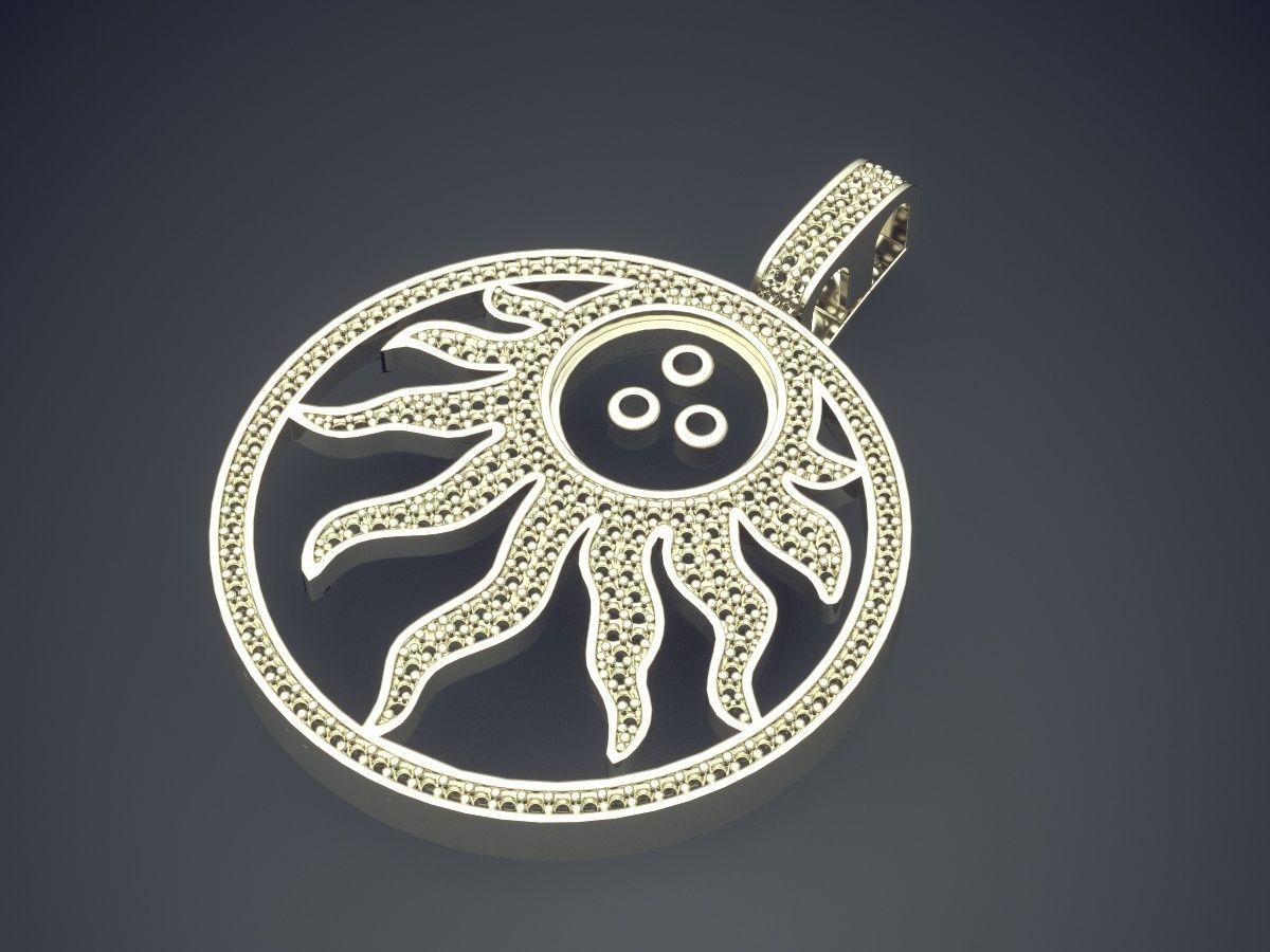 Amazing Design Sun Pendant with Diamonds 3D print model_1