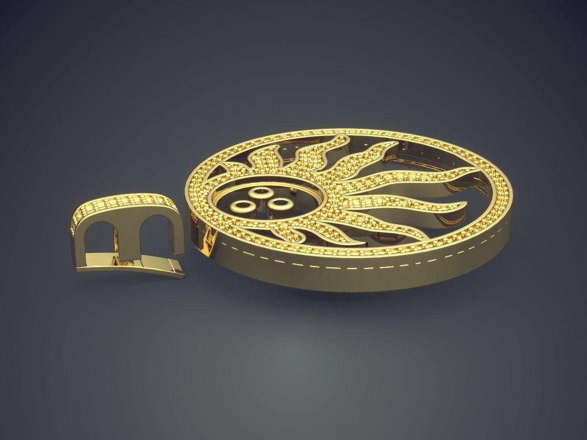 Amazing Design Sun Pendant with Diamonds 3D print model_3