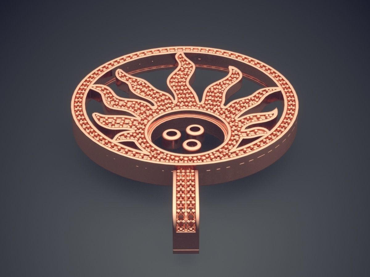 Amazing Design Sun Pendant with Diamonds 3D print model_2