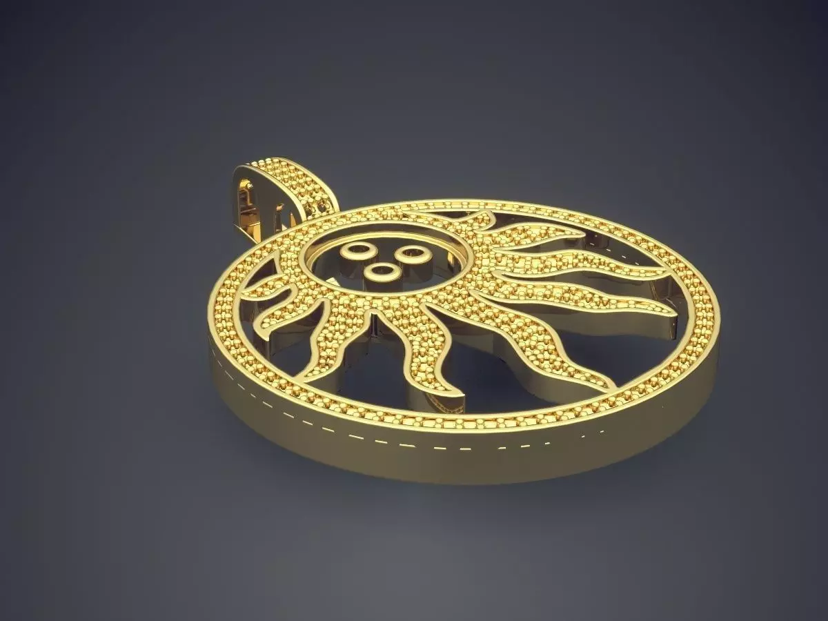 Amazing Design Sun Pendant with Diamonds 3D print model_0