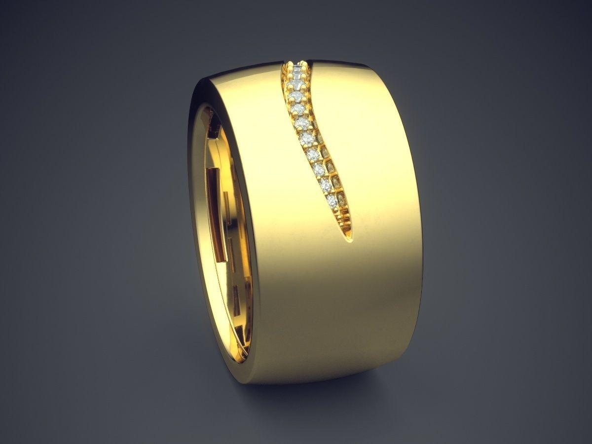 Simple Minimalistic Lovely Engagement Ring with Small Diamonds 3D print model_3