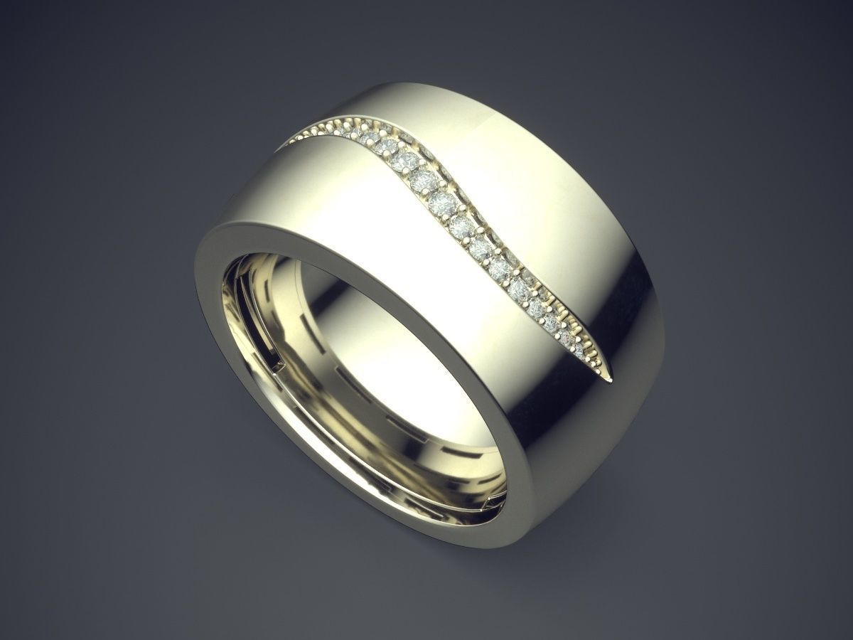 Simple Minimalistic Lovely Engagement Ring with Small Diamonds 3D print model_1
