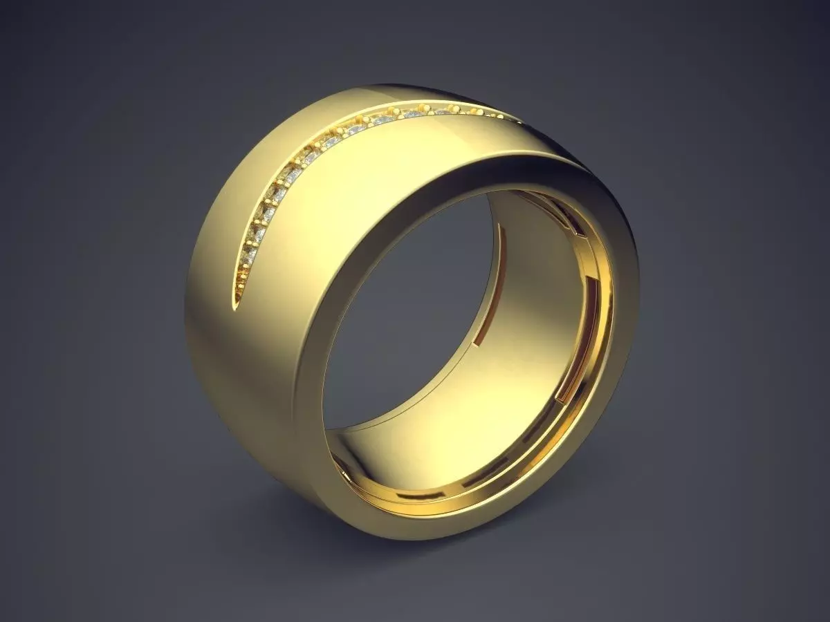 Simple Minimalistic Lovely Engagement Ring with Small Diamonds 3D print model_0