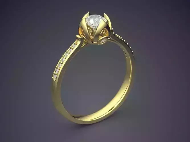 Precious Dainty Golden Engagement Ring with Small Diamonds