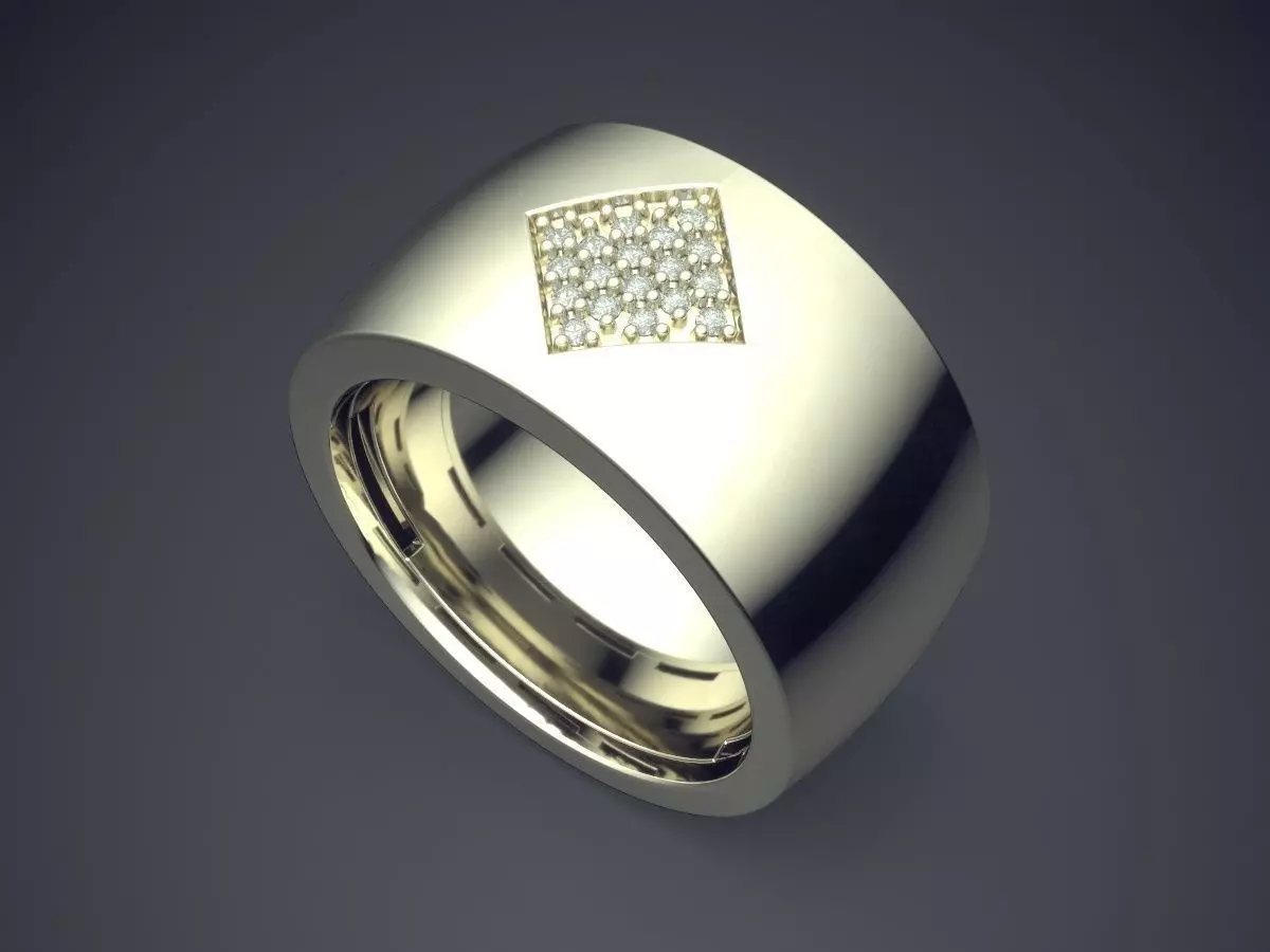 Thick Ring With Few Diamonds 2442 3D print model_1