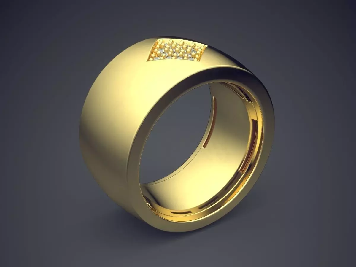 Thick Ring With Few Diamonds 2442 3D print model_0