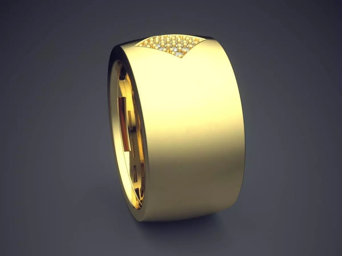 Thick Ring With Few Diamonds 2442 3D print model_3