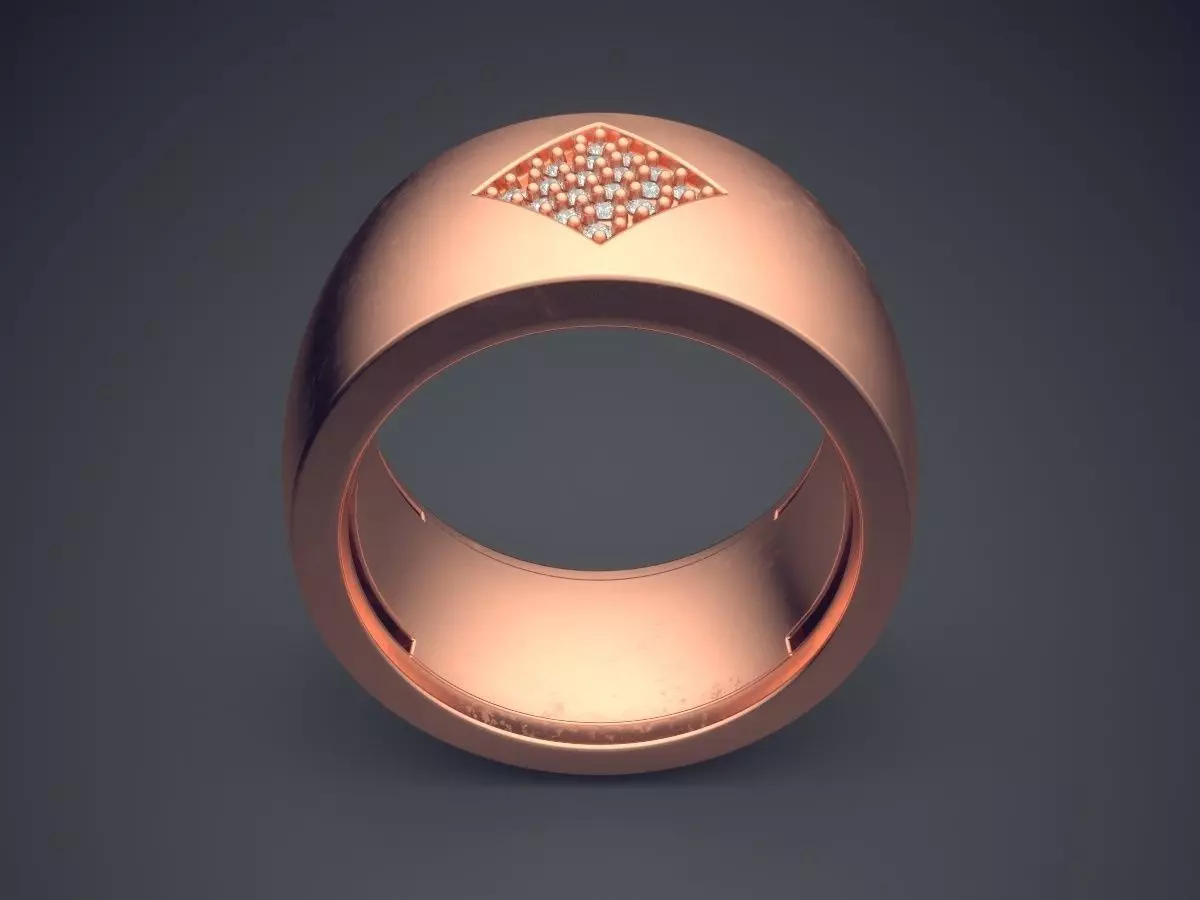 Thick Ring With Few Diamonds 2442 3D print model_2