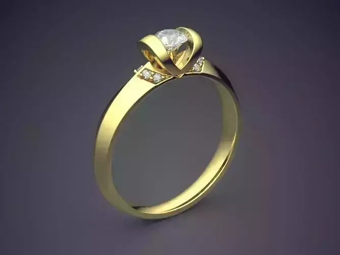 Simple Minimalistic Dainty Engagement Ring with Small Diamonds