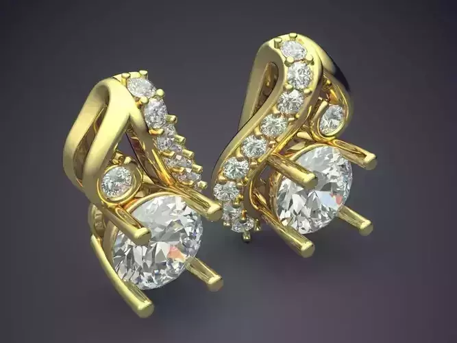 Vintage Classic Glamorous Feminine Diamond Earrings