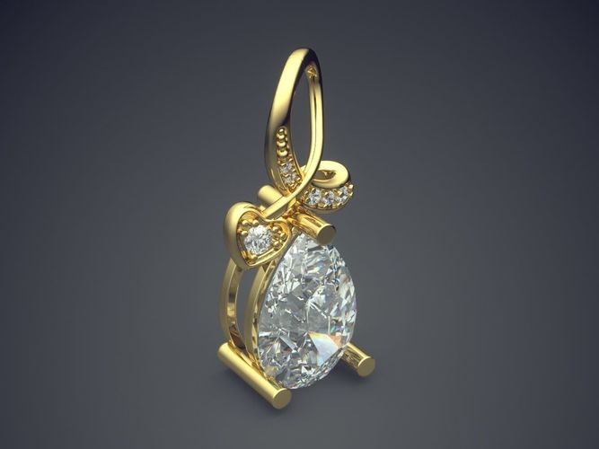 Beautiful Girly Pendant with Bow and Diamonds  3D print model