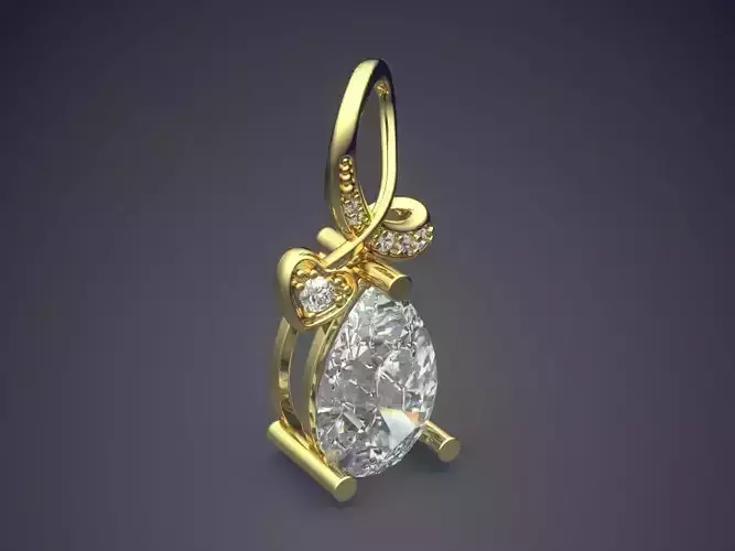 Beautiful Girly Pendant with Bow and Diamonds 