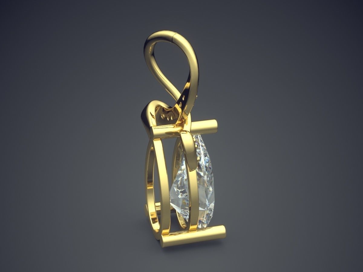 Beautiful Girly Pendant with Bow and Diamonds  3D print model_3